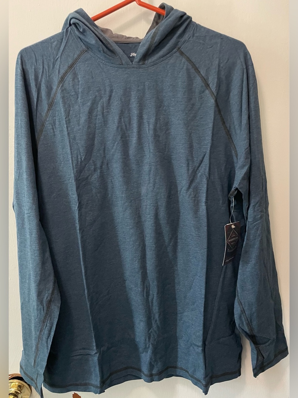 Flag & Anthem MadeFlex Mens Navy Heather Pullover Hoodie Shirt Long Sleeve Large